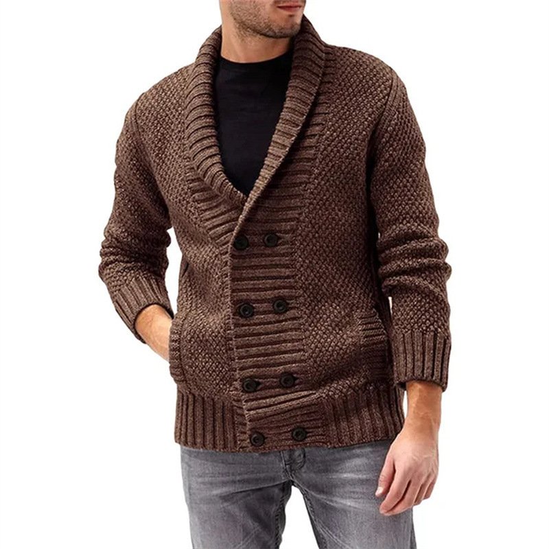 Fashion Simple Solid Color Men's Comfortable Long Sleeve Lapel Sweater – Bild 3