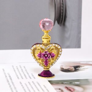 4ml Small Heart-shaped Hand Painting Flower Rhinestone-embedded Perfume Bottle