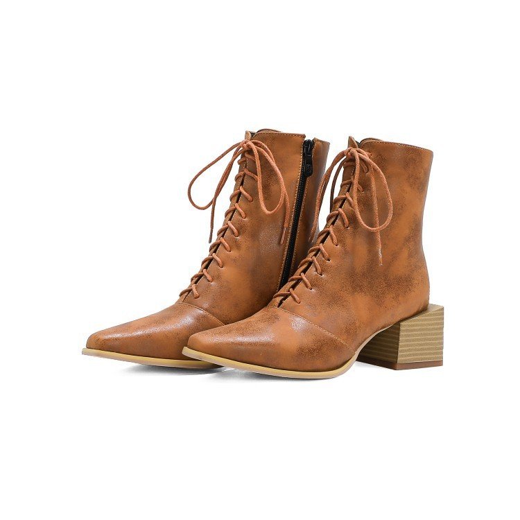 Martin Boots Women Thick Heel Pointed Toe Zipper Short Boots Women – Bild 7