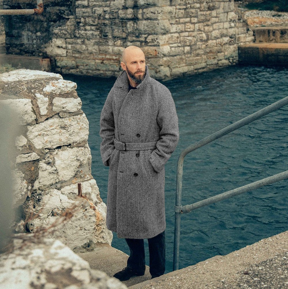 Fall Winter Men Mid-length Woolen Plaid Double Breasted Cotton Padded Thickened Coat – Bild 2