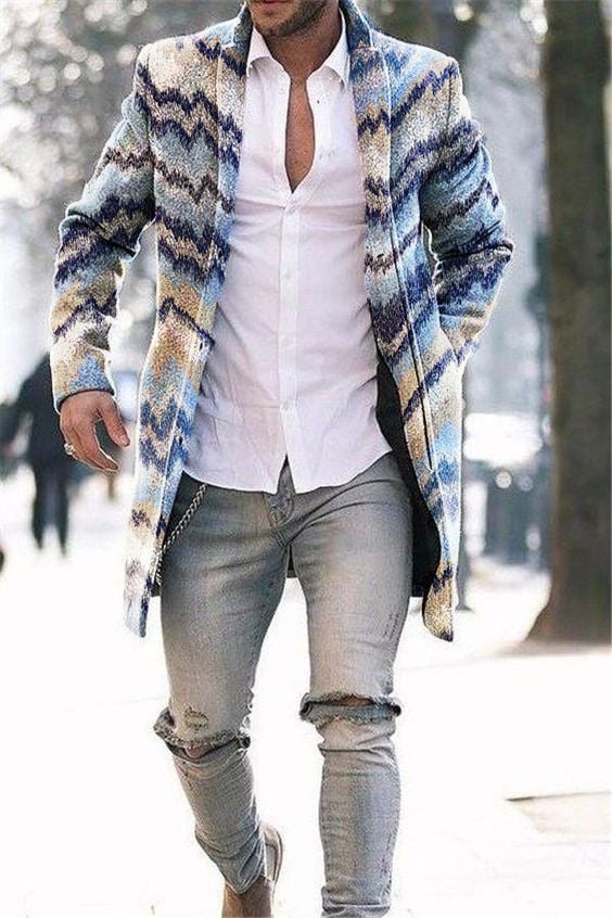 Men's Woolen Stand Collar Mid-length Trench Coat – Bild 4