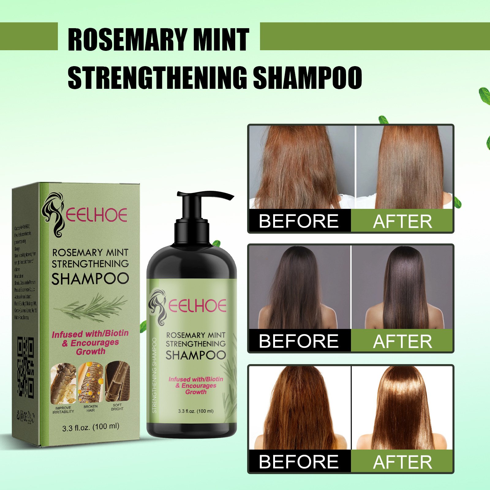 Rosemary Mint Shampoo Moisturizing Supple Hair Repair Dry Frizz Refreshing Shampoo Hair Care – Bild 2