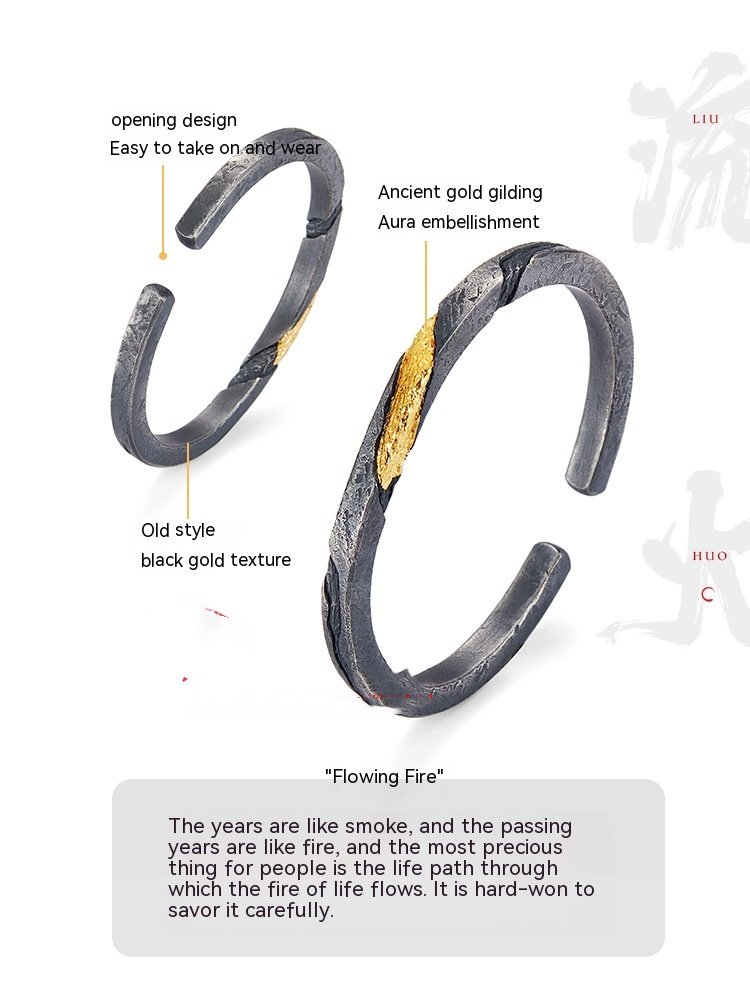 Bracelet Men's Pure Silver Personalized Retro Set In 24K Gold – Bild 6