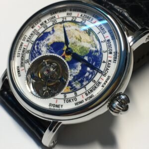 3D Globe Tourbillon Round Watch Fashion