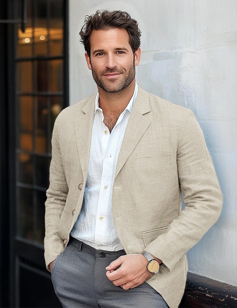 Men's Jacket Casual Cotton And Linen Suit – Bild 6