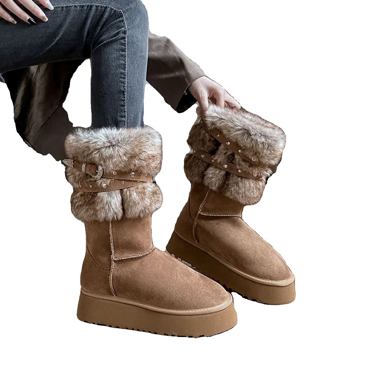 Northeast Snow Winter Fleece-lined Platform Cotton-padded Boots – Bild 5
