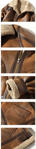 Men's Large Size Air Force Fur Integrated Velvet Padded Thickened Coat – Bild 2