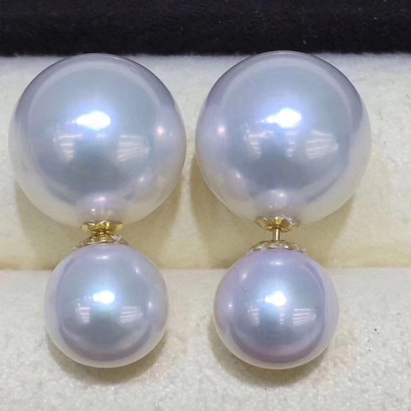 Women's Natural Freshwater Round Pearl Earrings – Bild 3