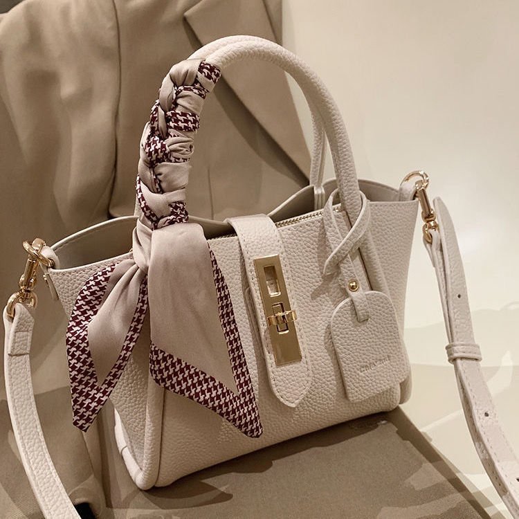 Litchi Pattern Soft Leather Portable Tote Bag – Bild 6