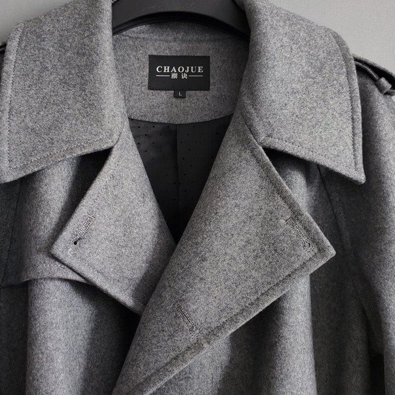 Men's Double Breasted Knee Length Woolen Coat – Bild 6