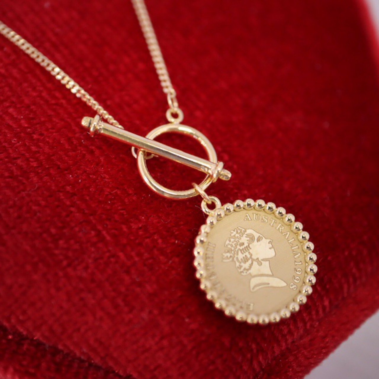 Gold Retro Round Brand Pure Jewelry Necklace – Bild 7