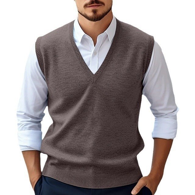 Men's Sleeveless Sweater Vest Casual Solid Color And V-neck – Bild 2