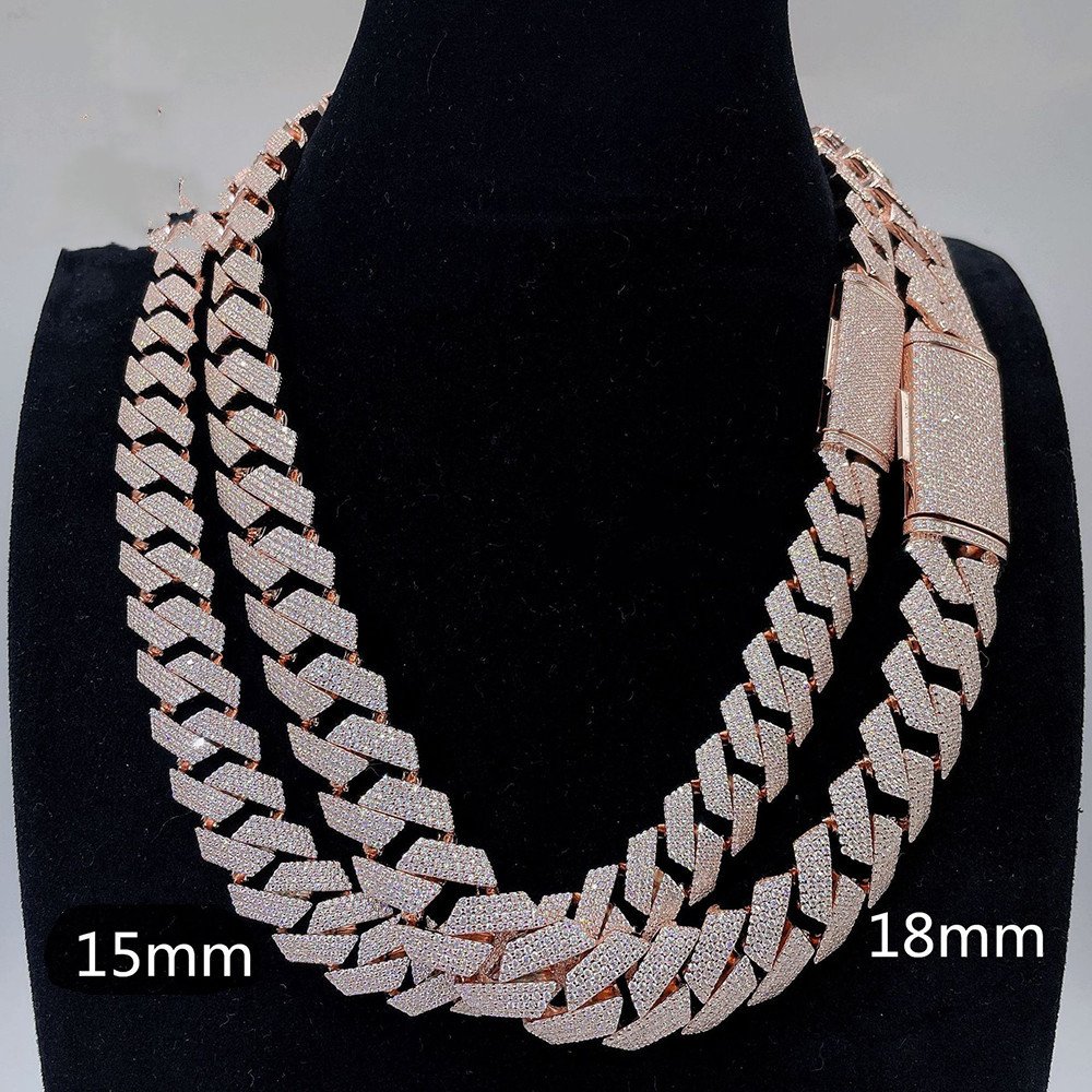Moissanite Cuban Link Chain Necklaces S925 Silver – Bild 2
