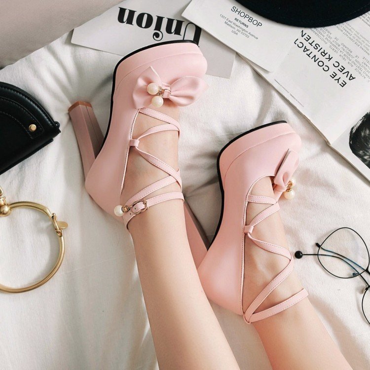 Round Toe Single Shoe Thick Heel Platform – Bild 6