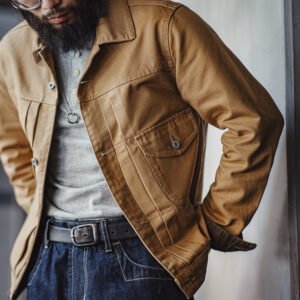 Retro Canvas Turn-down Collar Coat Male