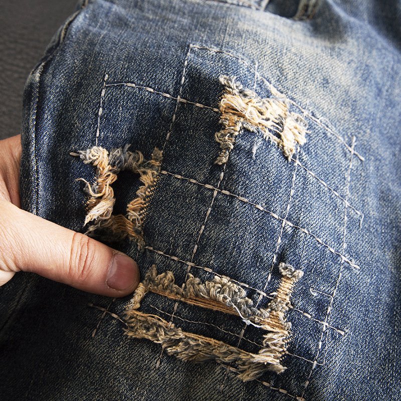 Retro Fashion And Personalized Ripped Jeans For Men – Bild 3