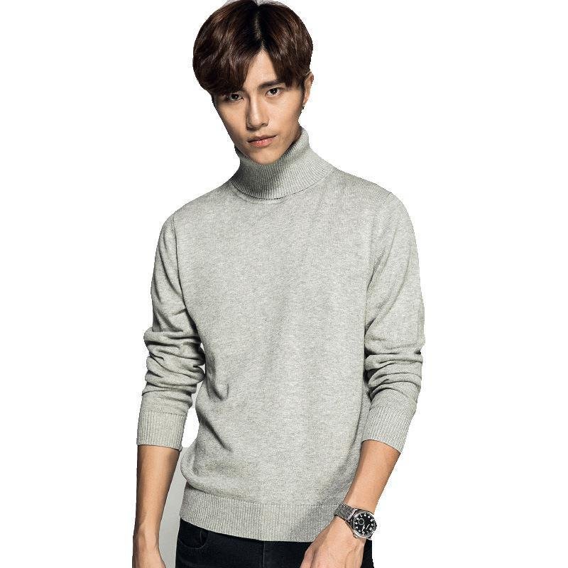 Solid Color Long Sleeve Turtleneck Pullover Men's Base Sweater – Bild 5