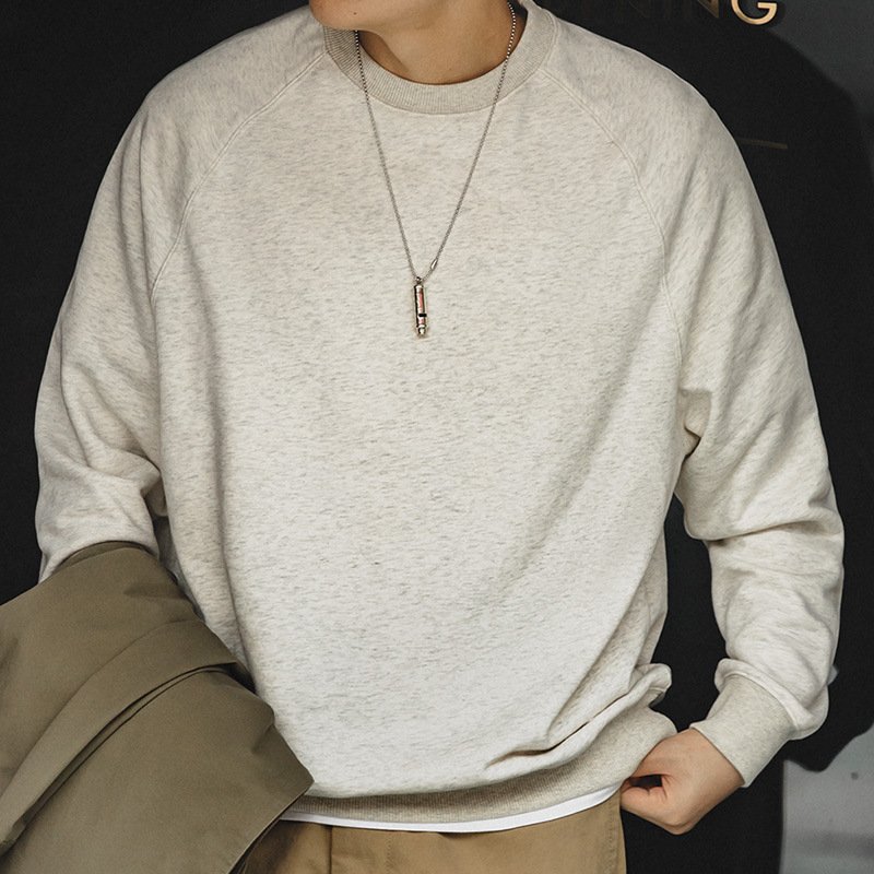 Retro Washed Heavy Looped Fabric Round Neck Sweater – Bild 3