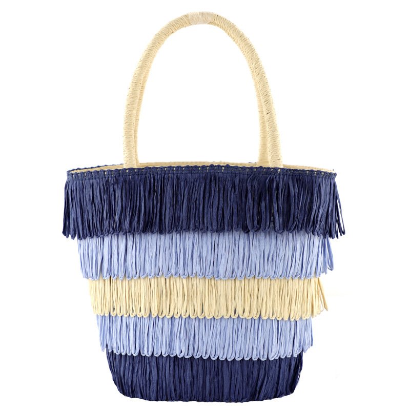 Colorful Tassel Paper Rope Straw Bag Tote – Bild 2
