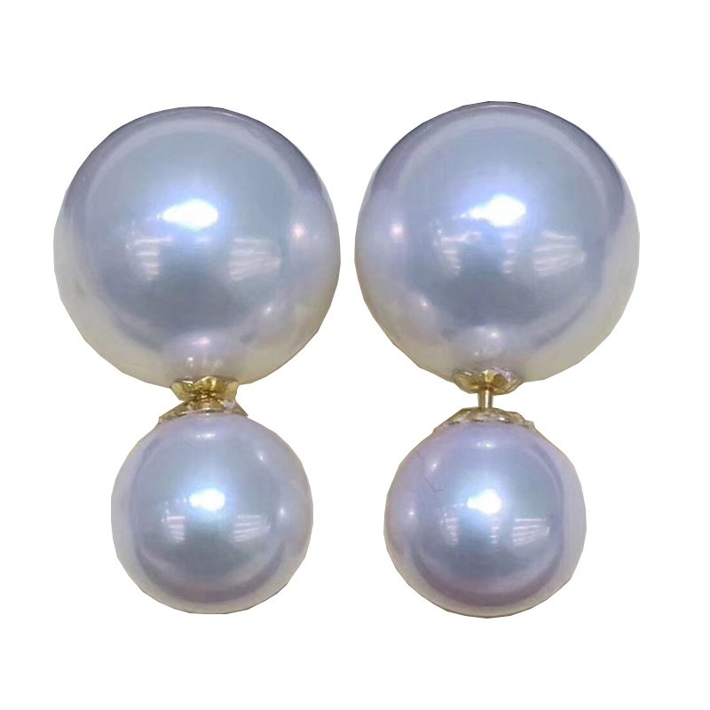 Women's Natural Freshwater Round Pearl Earrings – Bild 5