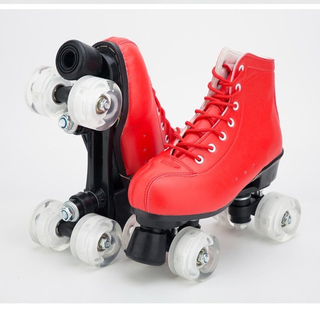 Big Red Cowhide Double Row Skates With Flashing Wheels And Wear Resistant – Bild 5