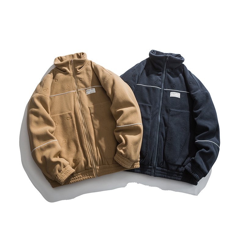New Japanese Lamb Fleece Zipper Loose Cotton Coat For Men – Bild 3