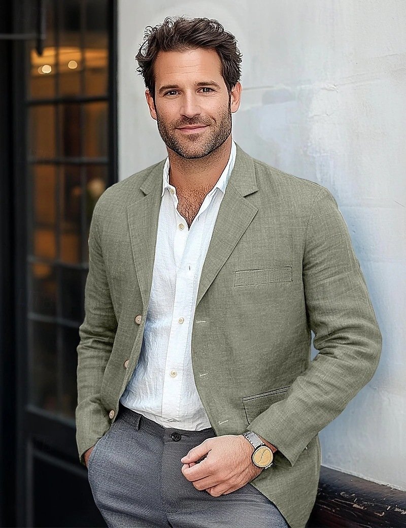 Men's Jacket Casual Cotton And Linen Suit – Bild 7