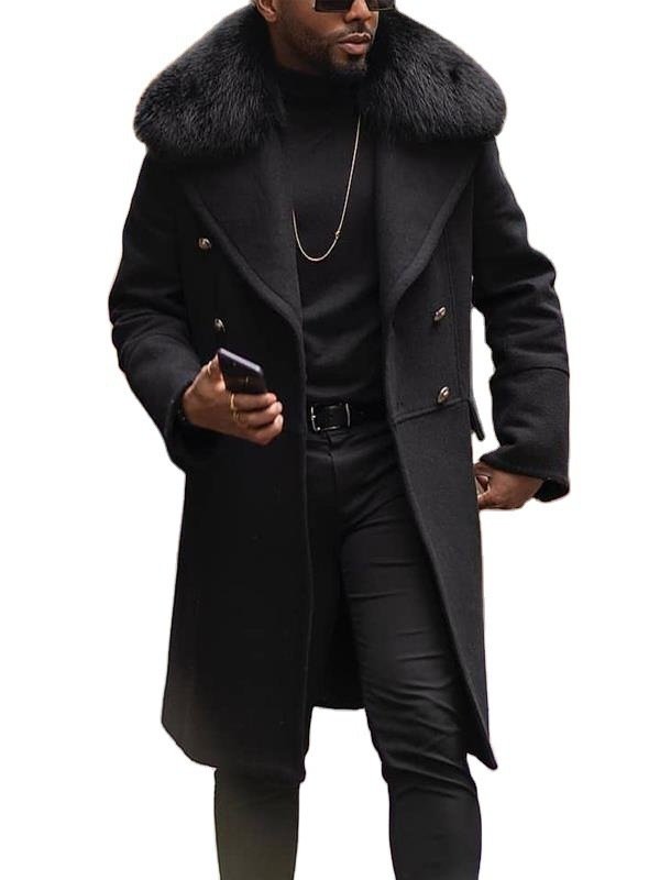 Casual Woolen Men's Coat Fur Collar – Bild 5
