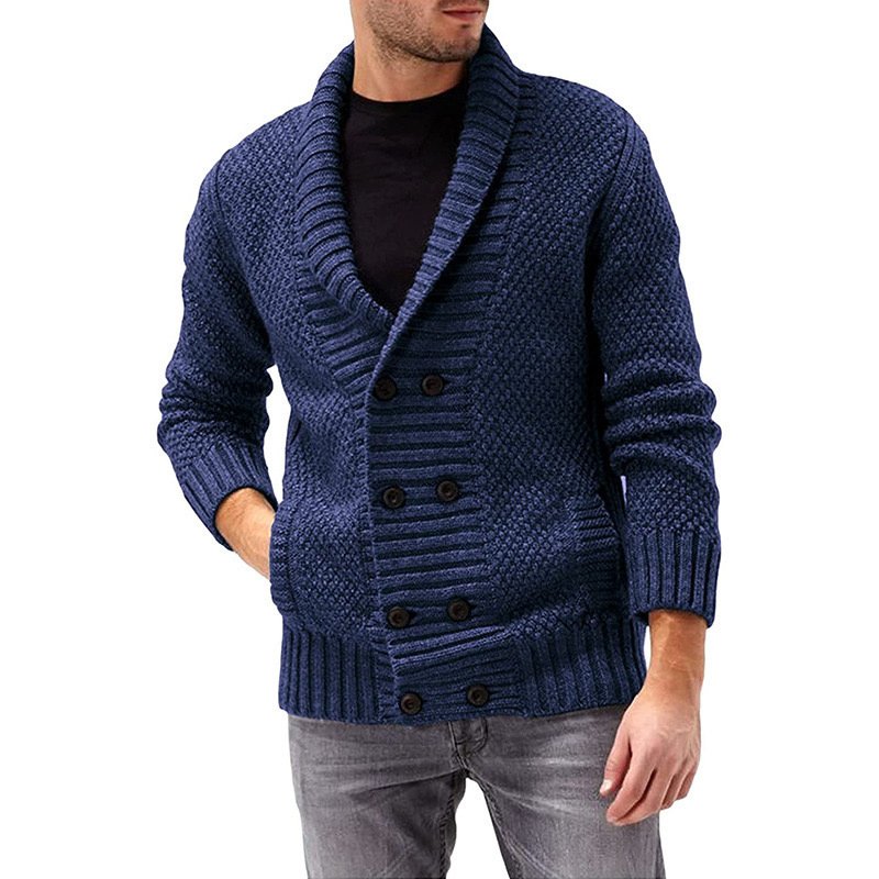 Fashion Simple Solid Color Men's Comfortable Long Sleeve Lapel Sweater – Bild 9