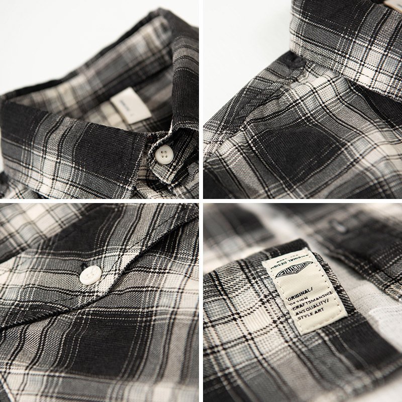 High-end Pure Cotton Trendy Plaid Long-sleeved Shirt Men's Casual Loose Shirt Thickened Coat – Bild 4