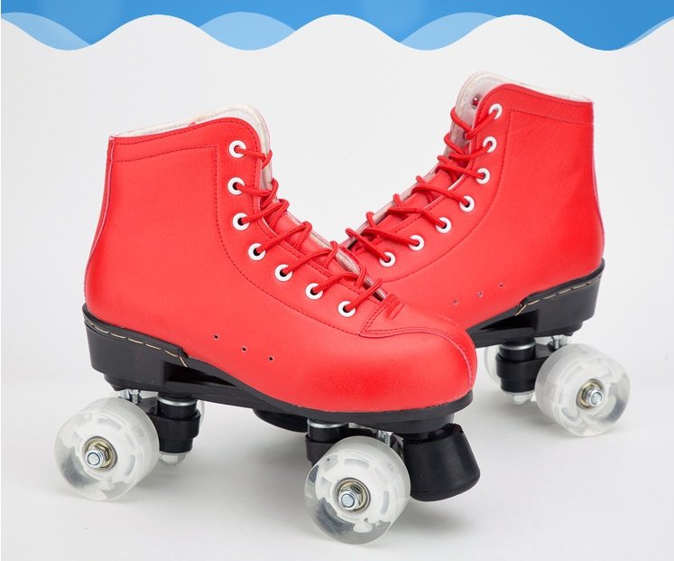 Big Red Cowhide Double Row Skates With Flashing Wheels And Wear Resistant – Bild 7