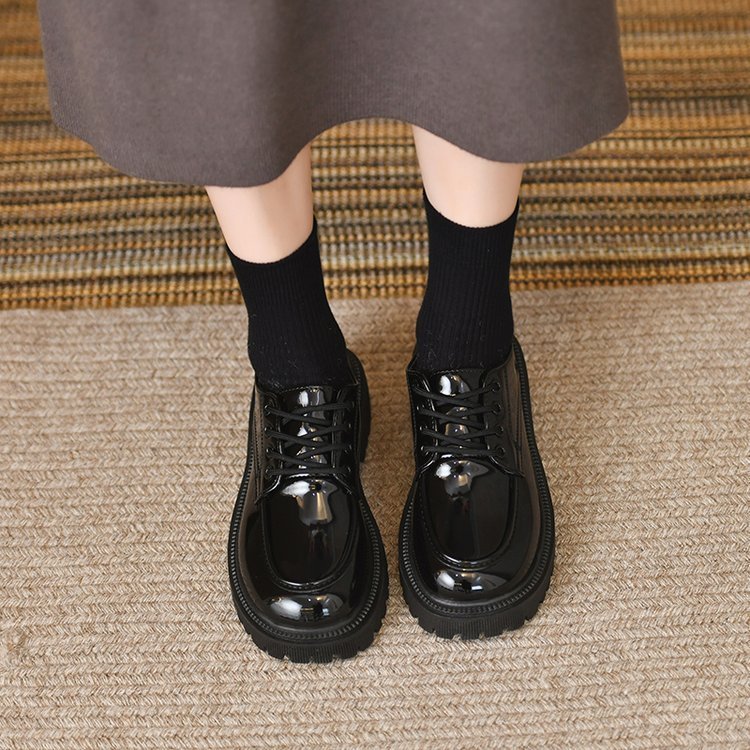 Platform Leather Shoes Women's British Style Slimming – Bild 6