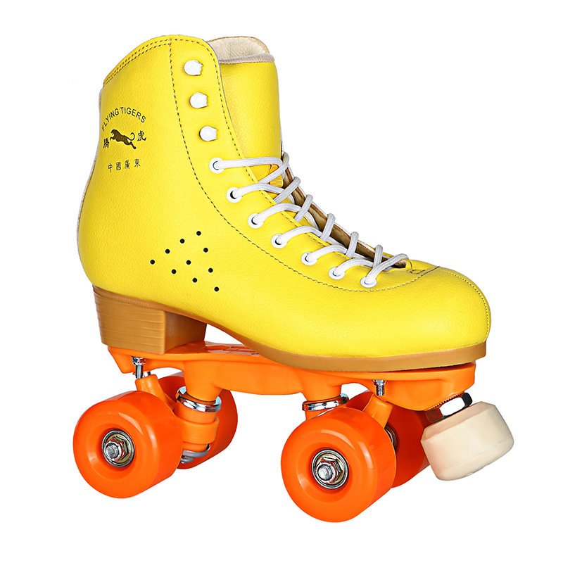 Black Roller Skates Four-wheel Shoes With Adjustable Brake PU Wheels – Bild 3