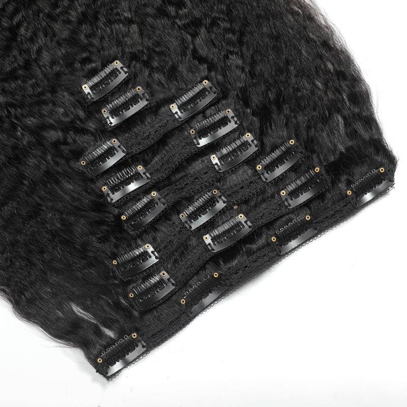 Kinky Straight ClipIn Human Hair Extensions Natural – Bild 3