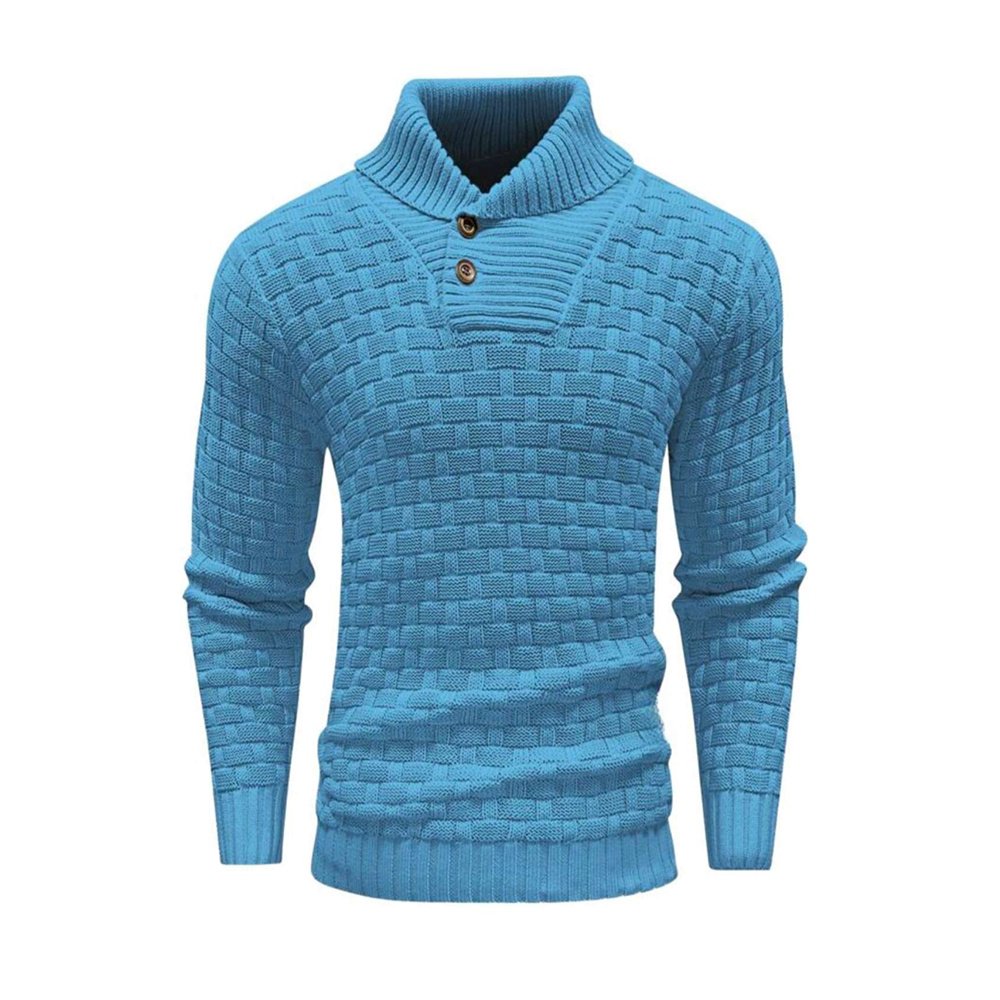 Men's Slim Turtleneck Sweater With Button Design Fashion Casual Solid Color Pullover Top Clothing – Bild 8