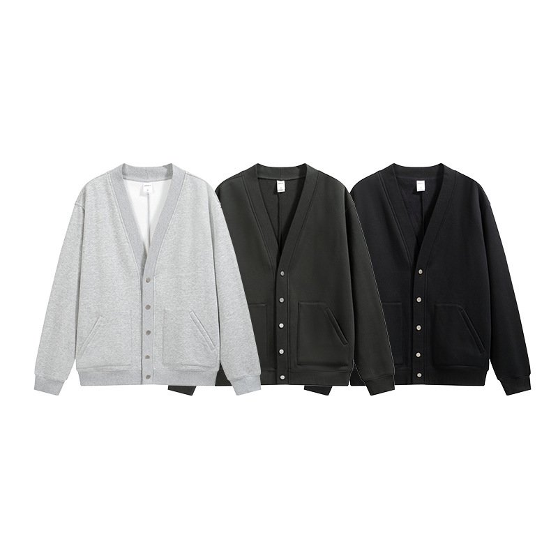 Flame Single-layer Fleece-lined Cardigan Coat Loose-fitting Casual Pullover – Bild 3