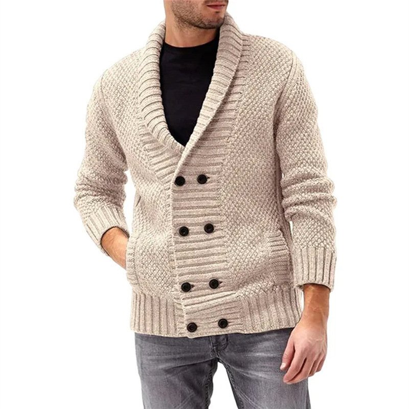 Fashion Simple Solid Color Men's Comfortable Long Sleeve Lapel Sweater – Bild 7