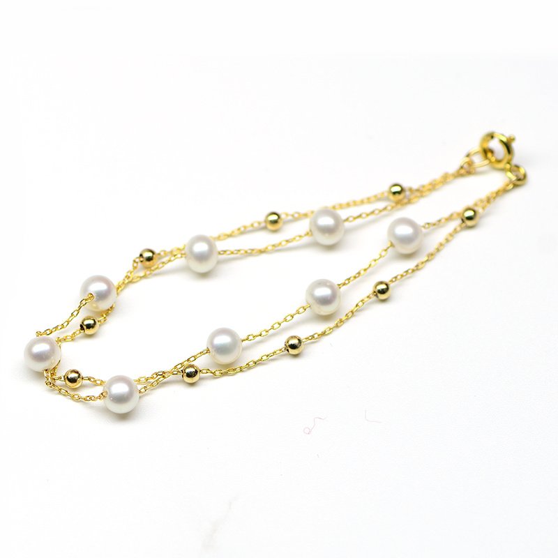 18k Gold Seawater Pearl Adjustable Double-layer Bracelet – Bild 4