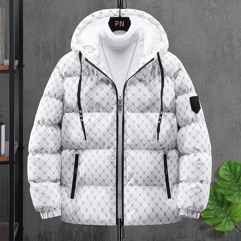 Autumn And Winter Casual Printing Popular Padded Hooded Cotton Coat Men – Bild 2