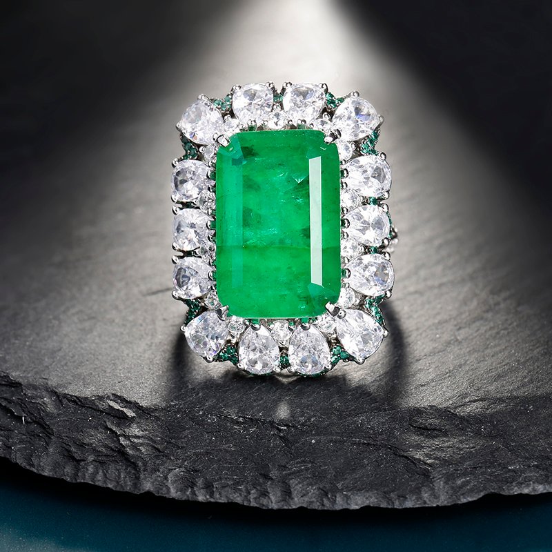 Frosty Sterling Silver Emerald Ring – Bild 2