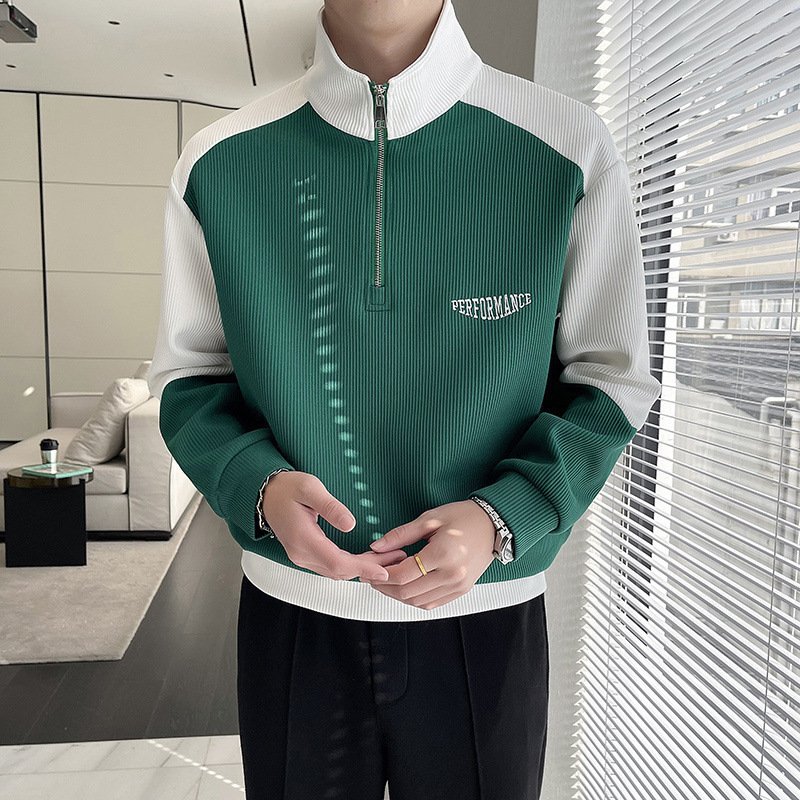 Spring And Autumn Stand Collar Half Zip New Pu Handsome Coat – Bild 3