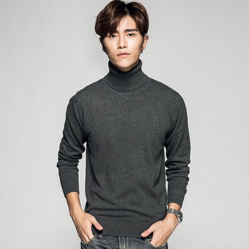 Solid Color Long Sleeve Turtleneck Pullover Men's Base Sweater – Bild 8