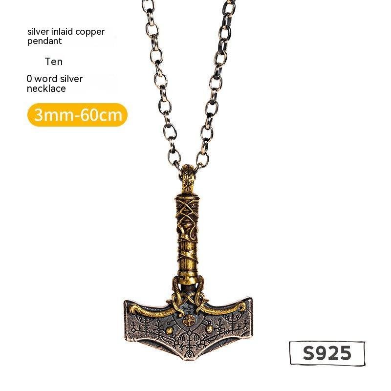 Carved Silver Inlaid Copper Vintage Silver Necklace – Bild 9