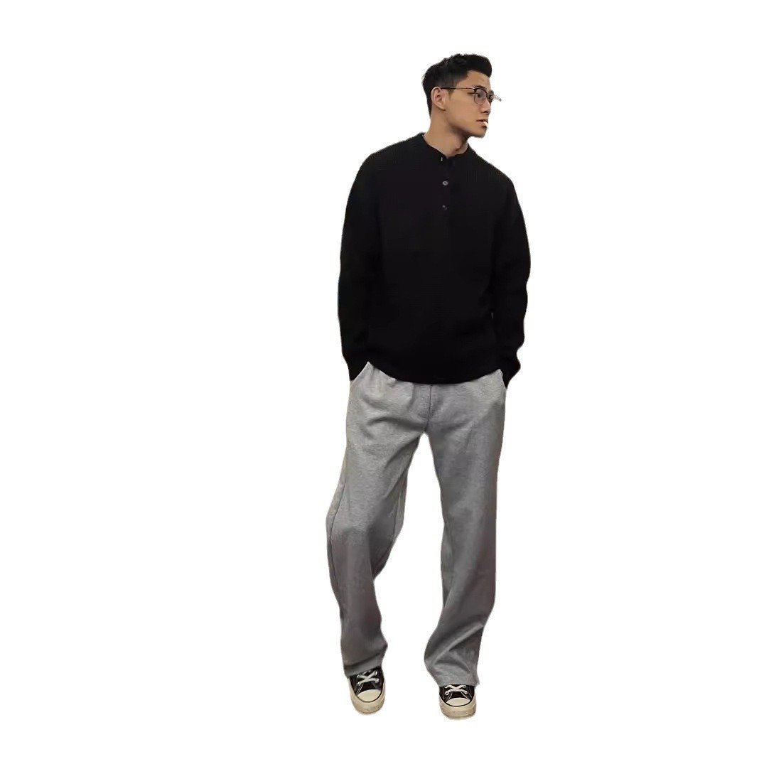 Henry Collar Round Neck Old Money Style Sweater For Men – Bild 5