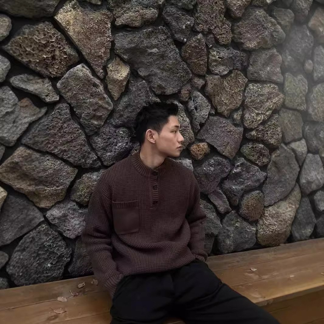 Henry Collar Round Neck Old Money Style Sweater For Men – Bild 4