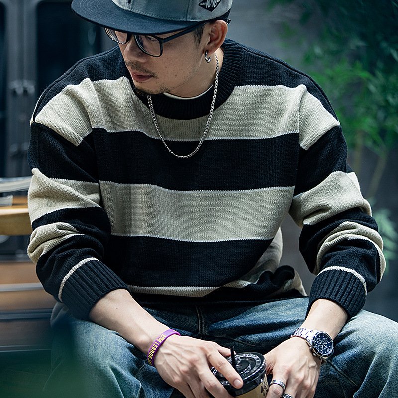 Men's Loose Fashion Brand American Crew Neck Casual Sweater Men's – Bild 4