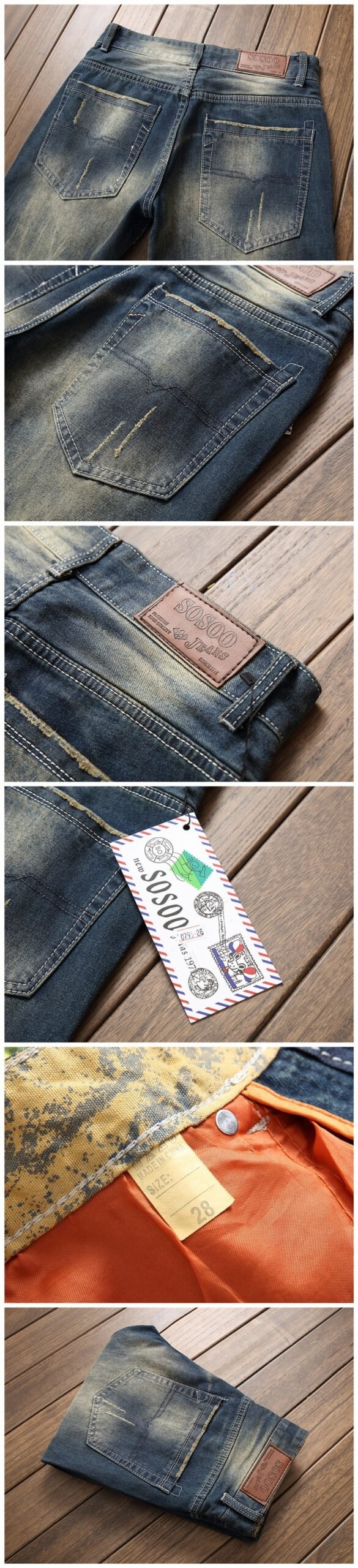 Ripped European And American Fashion Cool Trendy Straight Men's Jeans – Bild 9