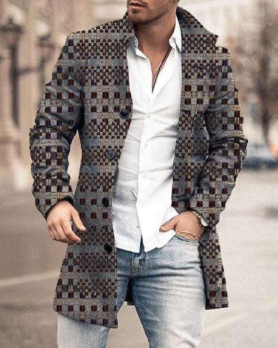 Men's Woolen Stand Collar Mid-length Trench Coat – Bild 9