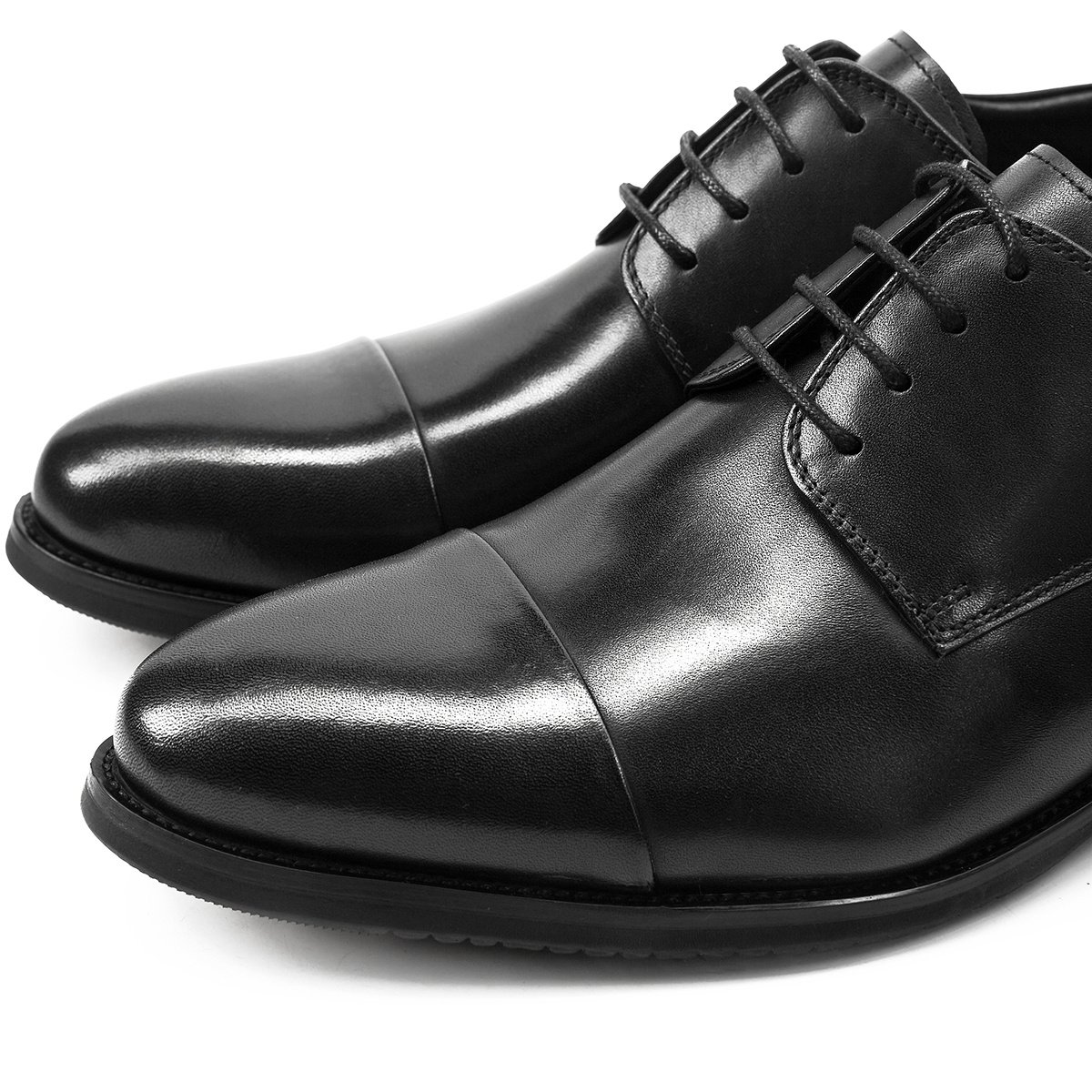 Three-joint Leather Shoes, Round Toe Lace-up Leather, British Business Dress Shoes – Bild 2