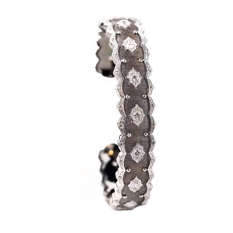 Silver Gold Plated Court Diamond Inlay Bracelet – Bild 5
